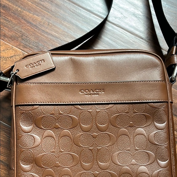 Coach Brown Leather Messenger Bag with Embossed Design - Picture 2 of 5